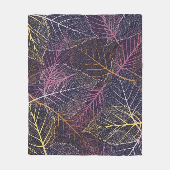 Couverture Polaire Squelette feuille sans couture motif, arrière - pl (Devant)
