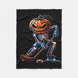 Couverture Polaire Squelette Hockey sur glace Halloween Citrouille Ho