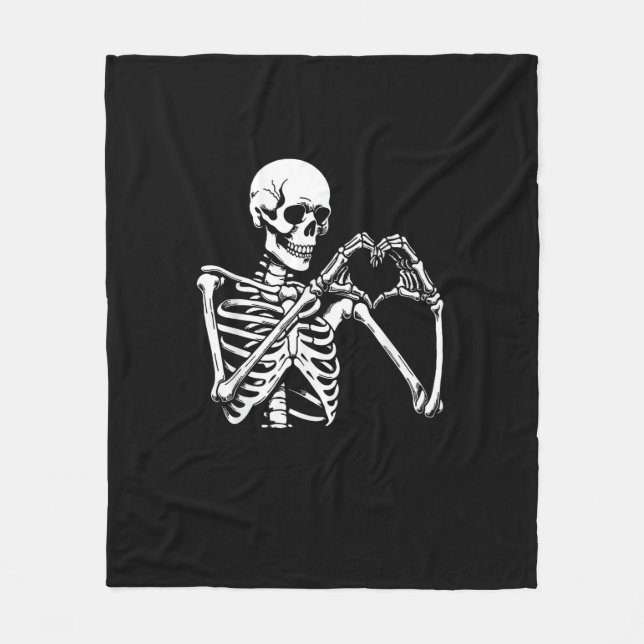Couverture Polaire Squelette Mains Coeur Signer Halloween Costume Ret (Devant)