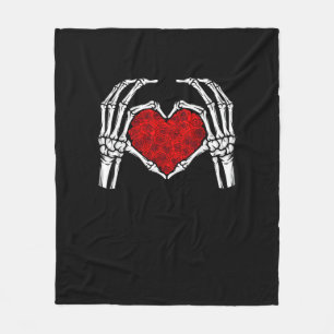 Couverture Polaire Squelette Mains de coeur Signe Saint Valentin Mign