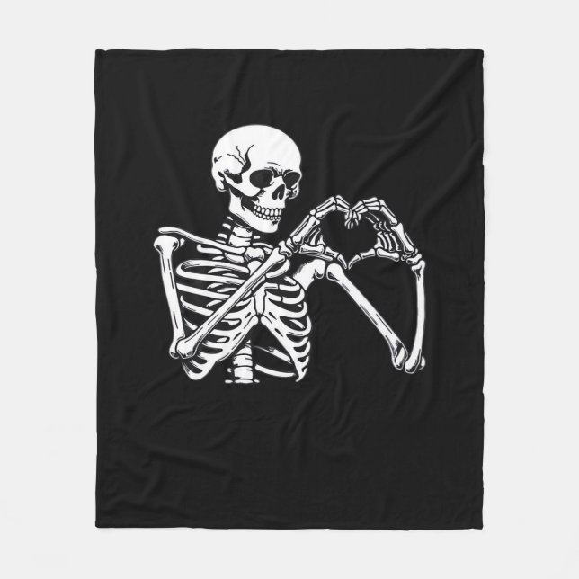 Couverture Polaire Squelette Mains de coeur Signer Costume d'Hallowee (Devant)