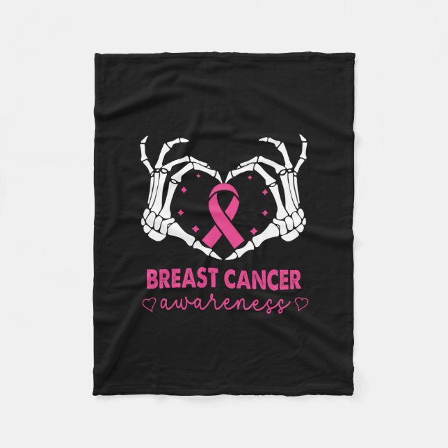 Couverture Polaire Squelette Mains signe du coeur Halloween Cancer du (Devant)