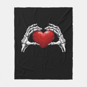 Couverture Polaire Squelette Mains Tenant Un Coeur Rouge Design Class