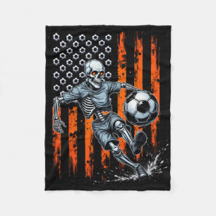 Couverture Polaire Squelette Rétro Jouant au Football Drapeau Usa Épo