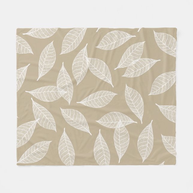 Couverture Polaire Squelettes et Taupe blancs botaniques élégants de (Devant (Horizontal))