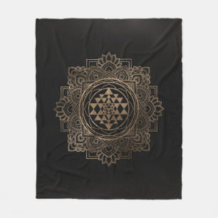 Couverture Polaire Sri Yantra / Sri Chakra en lotus dorés