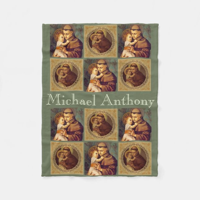 Couverture Polaire St Anthony personnalisé de Padoue et d'enfant (Devant)