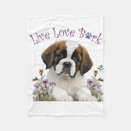 Couverture Polaire St. Bernard Chien Maman Floral