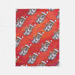 Couverture Polaire St Bernard en Motif Casquette sur rouge