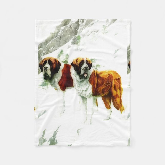 Couverture Polaire St Bernard rugueux et lisse - peinture (Devant)
