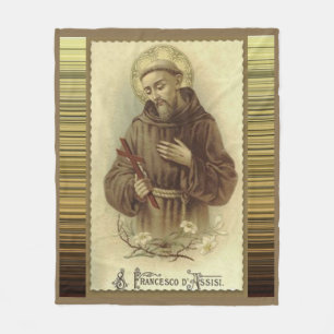 Couverture Polaire St Francis d'Assisi avec des lis de crucifix