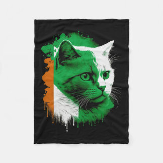 Couverture Polaire St. Patrick's Day Chat Drapeau irlandais Hommes fe