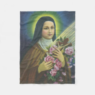 Couverture Polaire St Therese la petite nonne de Carmélite de fleur
