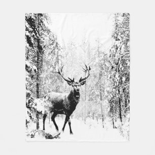 Couverture Polaire Stade Deer Forêt d'hiver Faune Animal Nature Art