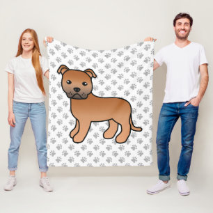 Couverture Polaire Staffie anglais rouge mignon chien de dessin animé