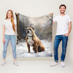 Couverture Polaire Staffordshire Bull Terrier Laisser neiger Noël