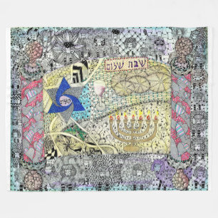 Couverture Polaire Star of David, Shabbat Shalom Blanket
