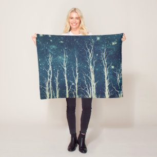Couverture Polaire Stark Trees Stars Nature Bleu Turquoise