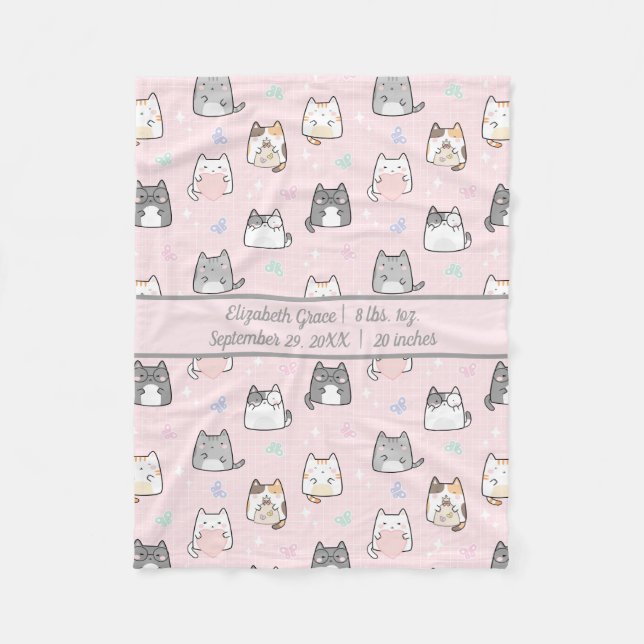 Couverture Polaire Statistiques de naissance Bébé Fille Cadeau Cute C (Devant)