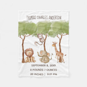 Couverture Polaire Statistiques de naissance Forêt Jungle Safari Anim