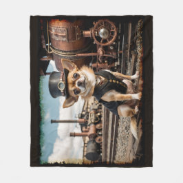 Couverture Polaire Steampunk Chihuahua et train