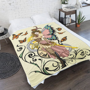 Couverture Polaire Steampunk Fairy Yellow Horloge Entraîneurs