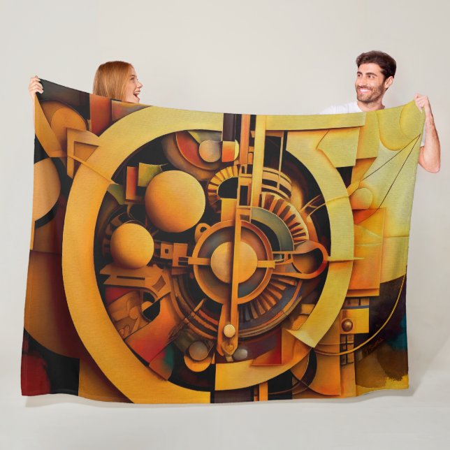Couverture Polaire Steampunk Golden Mechanism Abstract (En situation)