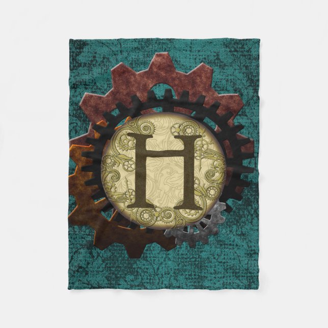 Couverture Polaire Steampunk grunge embraye la lettre H de monogramme (Devant)