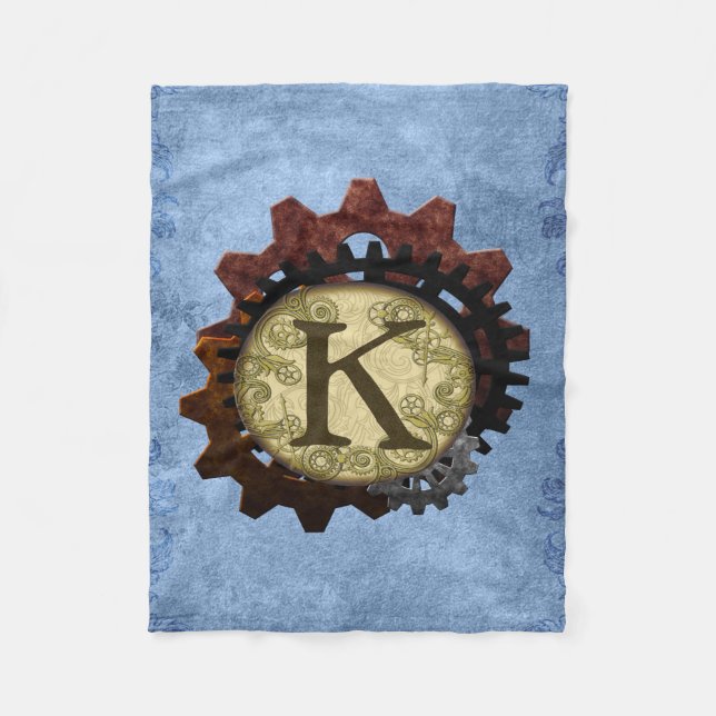 Couverture Polaire Steampunk grunge embraye la lettre K de monogramme (Devant)