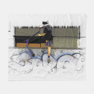 Couverture Polaire Steppin' It - Stunt Scooter Rider Fleece Blanche