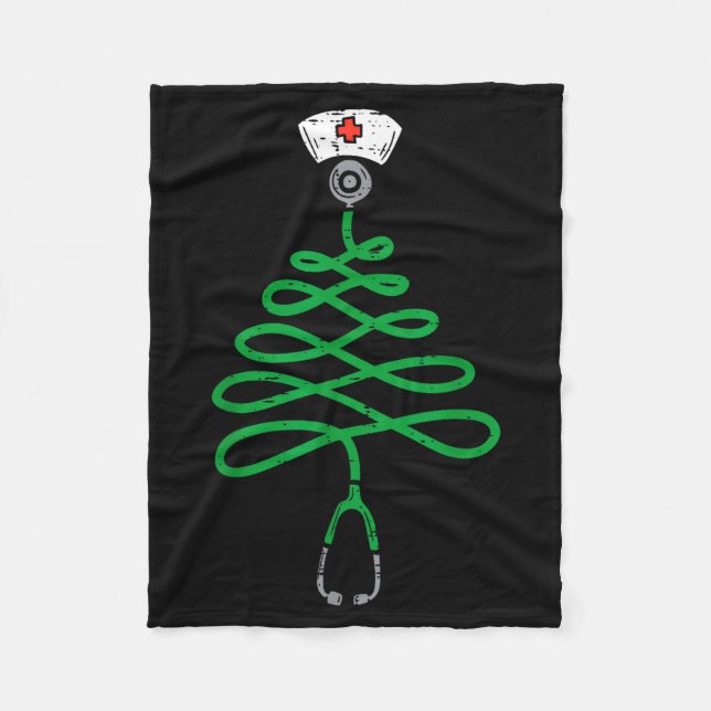 Couverture Polaire Stethoscope Christmas Tree Nurse Christmas Scrub T (Devant)