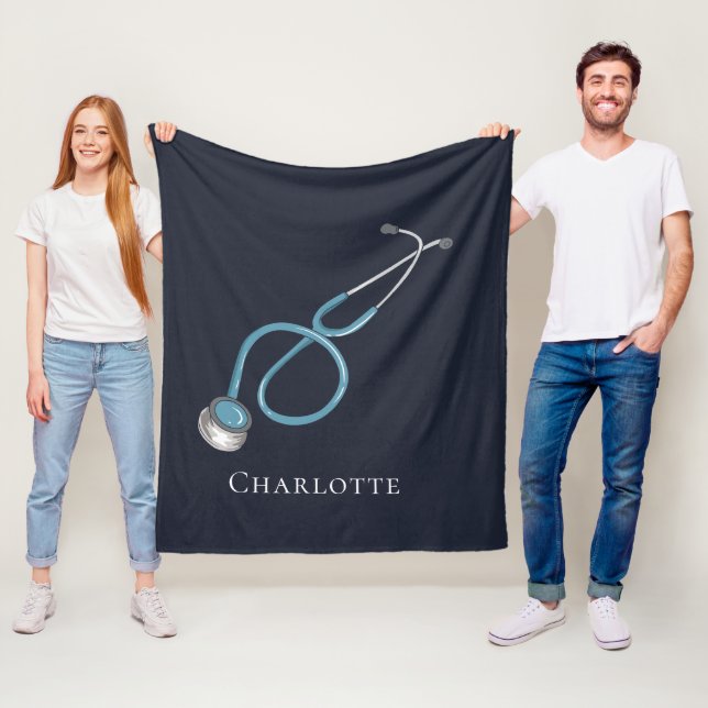 Couverture Polaire Stethoscope personnalisé Nom Docteur nouveauté (En situation)