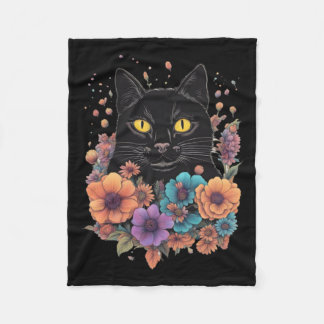 Couverture Polaire Sticker Art Chat Noir1