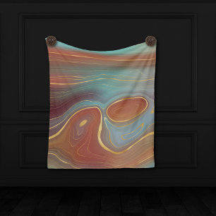 Couverture Polaire Strata automne Terra Cotta Turquoise et Gold Aga