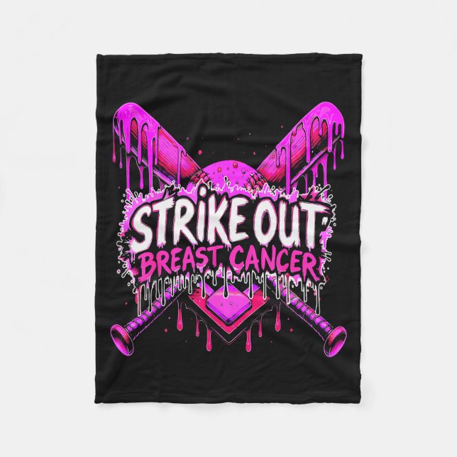 Couverture Polaire Strike Out Breast Cancer Baseball Softball Drip Ho (Devant)