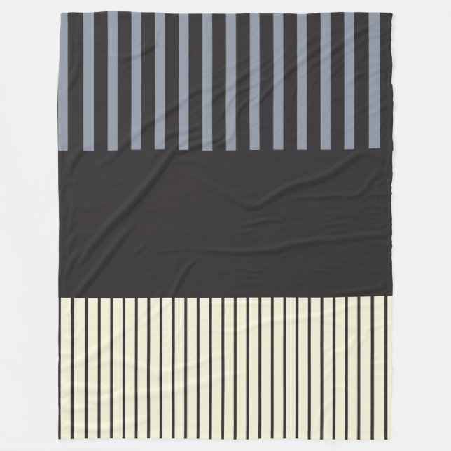 Couverture Polaire Stripes couleur - Noir, Gris et Crème (Devant)