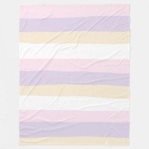 Couverture Polaire Stripes inégales - rose pastel, jaune et violet