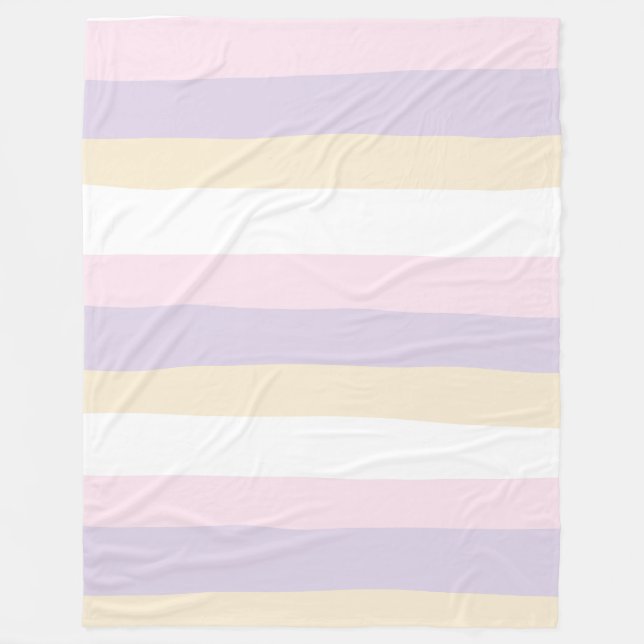 Couverture Polaire Stripes inégales - rose pastel, jaune et violet (Devant)