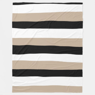 Couverture Polaire Stripes inégales - Taupe, noir et blanc