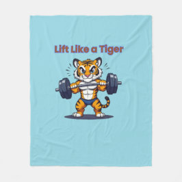 Couverture Polaire **Strong Tiger – Cute Tiger Lifting Weights Illust