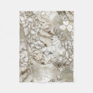 Couverture Polaire Structure Marbre blanc et feuille perle
