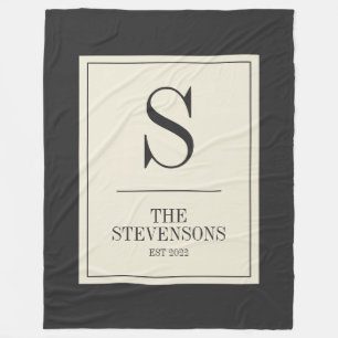 Couverture Polaire Style Classic Famille Monogramme Est Noir Blanc