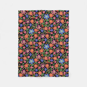 Couverture Polaire Style d'art populaire chic Blanche en polaire fleu