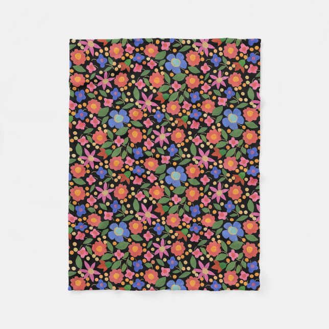 Couverture Polaire Style d'art populaire chic Blanche en polaire fleu (Devant)
