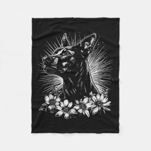 Couverture Polaire Style de tatouage Amoureux des chiens Rétro Doberm