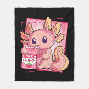 Couverture Polaire Style japonais Kawaii Axolotl Anim de Lait fraise