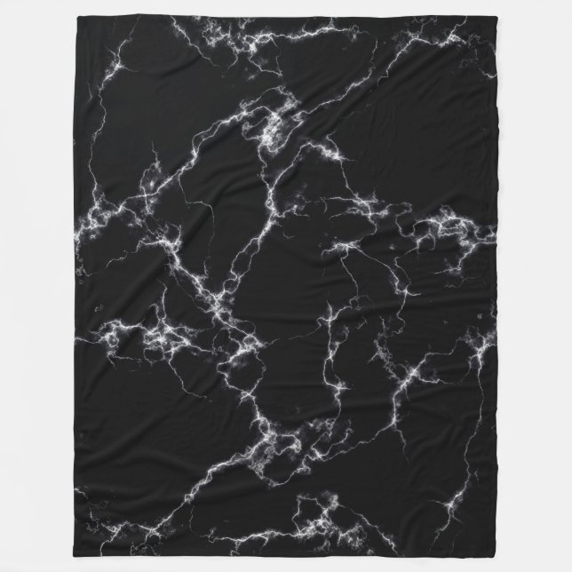 Couverture Polaire Style marbre élégant4 - Noir et blanc (Devant)