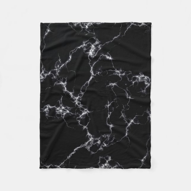 Couverture Polaire Style marbre élégant4 - Noir et blanc (Devant)