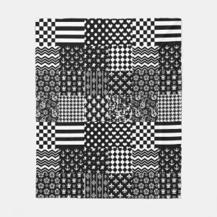 Couverture Polaire Style minimaliste Motif mixte noir blanc