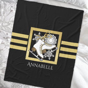 Couverture Polaire Style moderne Black Gold Patinage sur glace